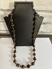 VINTAGE AMBER COLOURED WEDDING CAKE NECKLACE ( Murano Venetian beads).