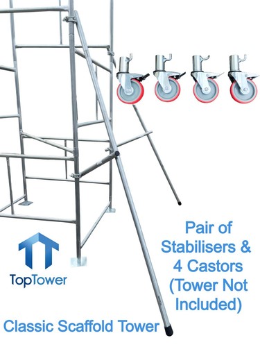 Scaffold tower stabilisers and - stabilisers,