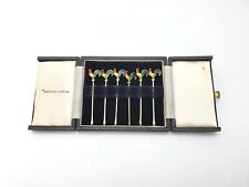 1930s Vintage Enamel and Silver Cocktail Sticks, Elegant Barware Set