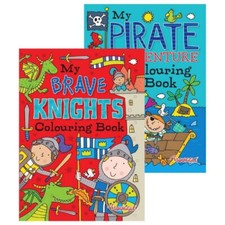 A4 Pirate & Knights Adventure Activity Colouring Books Childrens Game Drawing.