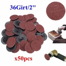 50PCs 36 Grit Type Sanding Discs Pad 2" 50mm Abrasive Sandpaper Roll Lock