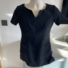 Beautician Tunic Simon Jersey  Size 10 Black Spa Salon Uniform Massage 