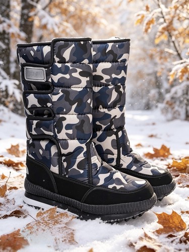 Blue camo winter snow - blue,