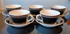 5 x Gustavberg Terre Coffee Cups And  Saucers Designed By Stig Lindberg Sweden.