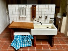 Dolls house miniature 1:12 HANDCRAFTED butler sink + copper water heater