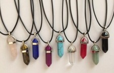 Quartz Necklace Crystal Healing Point Cut Gemstone Pendant Reiki Chakra Necklace