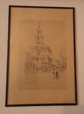 St Mary Le Strand Print, Of Pencil Drawing by Howard Penton 