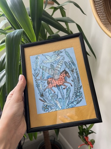 Framed folk art flying horse - folk,