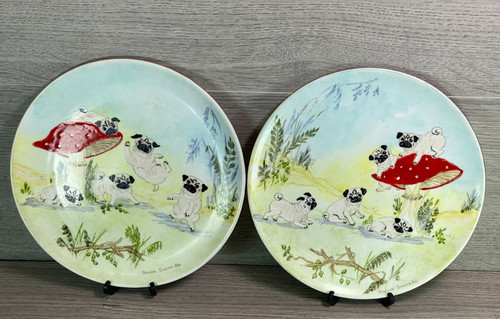 Sylvia smith plates pugs hand - sylvia,