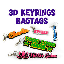 CUSTOM Name KeyRings Bag Tags Fobs Plastic Luggage ID Labels Key rings 3 colours