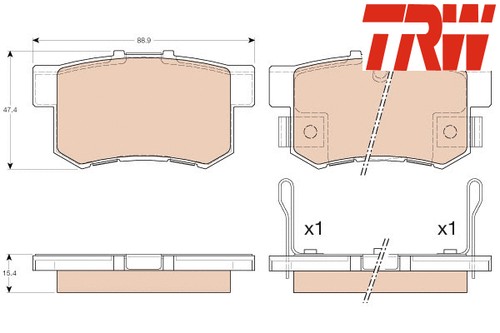 Rear brake pad - set,
