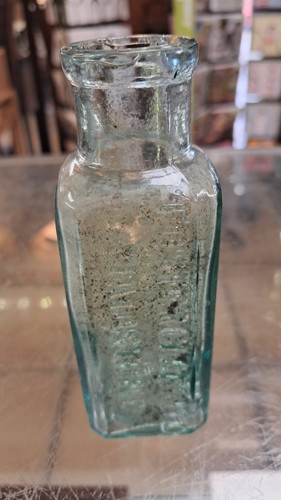 Antique green glass bottle - green,