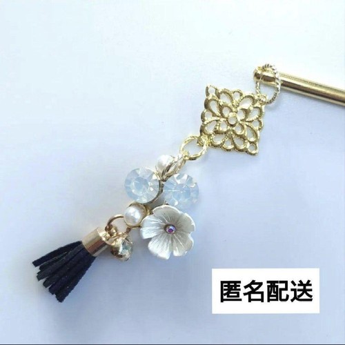 Black flower hairpin - black, with