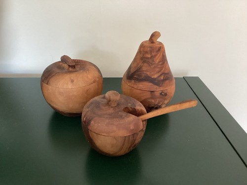 Turned olive wood fruit - wood, shaped