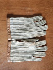 Vintage Tan Leather Palm,  Cotton String Back Gloves Worn But Still Good