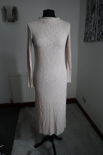 Topshop cream ribbed knit midi