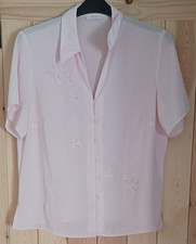 M&S, pale pink, short-sleeved blouse, 16, polyester, embroidery/sparkly