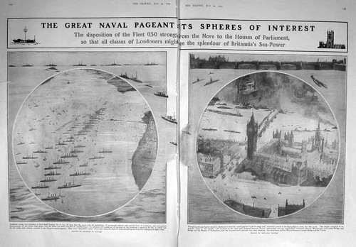 Old antique print 1909 - antique, navy