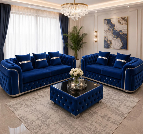 Velvet chesterfield sofa - chesterfield, 3+2