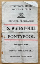 1973 PONTYPOOL v SOUTH WALES POLICE programme