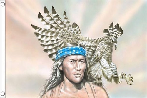 Indian with eagle flag 5 - x, 5'