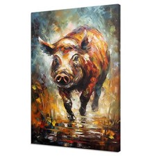 Colourful tusked wild boar - tusked,