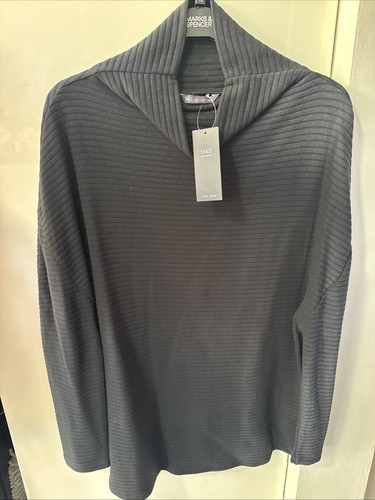 Black ribbed roll neck - black,