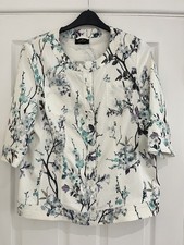 Eugen Klein White Mix Floral Padded Shoulder Short Sleeve Jacket Size 20