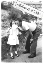 Vintage Old Photo Man Cigarette Young Girl Dress Sharing Candy Floss 1960's