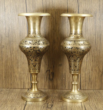 2x Indian Engraved Brass Vases
