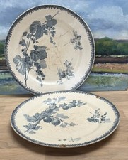 Antique Vintage French 2x Groseilles U & Cie Sarreguemines Plates