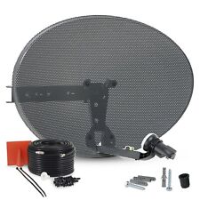 Zone 1 MK4 60cm Satellite Dish, Single Lnb + 10m Black RG6 Cable For Sky Freesat