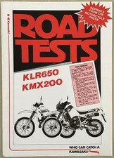 KAWASAKI ROAD TESTS KLR650 KMX200 Motorcycle Reprints Brochure 1988