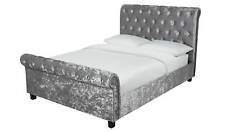 Penelope Crushed Velvet Kingsize Bed Silver Luxurious Bedroom Furniture
