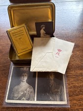 Xmas 1914 Ww1 Princess Mary Tin And Contents Inc Rare Postcard