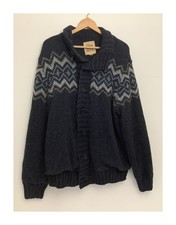 Marks & Spencer North Coast Wool Blend XXL Cardigan Shawl Collar Navy Buttoned