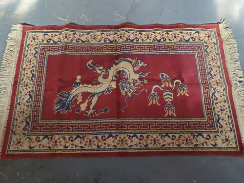 Vintage oriental dragon rug - oriental,