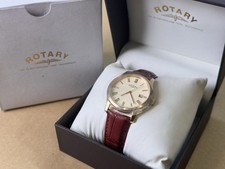 Rotary GS02794/32 Windsor Gold Quartz Watch White Dial Red Leather Strap New NOS