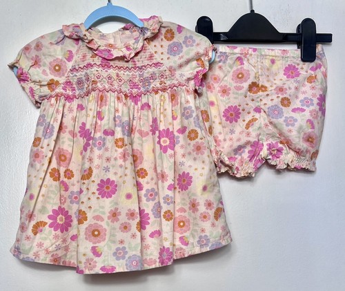 Nutmeg baby floral smocked - nutmeg,