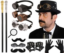 ADULTS STEAMPUNK FANCY DRESS MENS VICTORIAN HALLOWEEN COSTUME ACCESSORY LOT