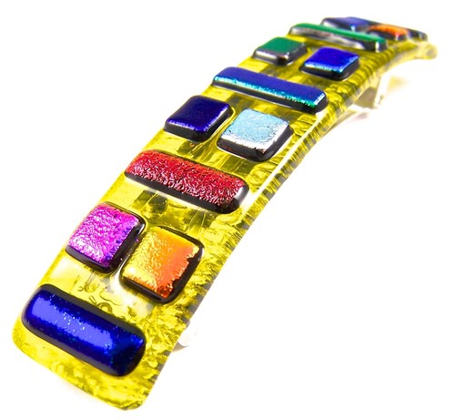 Dichroic glass hair barrette - glass,