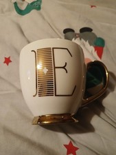 Fox & Ivy Tesco New Gold And White Letter E MUG