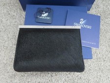 Swarovski Black Pony Hair Leather Card Holder Wallet With Swarovski Crystals.