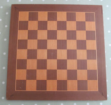 VINTAGE WOODEN CHESS BOARD  445mm x 445mm WITH 45mm INLAID SQUARES