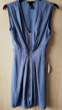 H&M SOFT BLUE SUMMER DRESS WITH PLEAT AND FRONT ZIP DETAIL. UK 6 / EUR 34