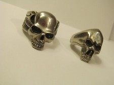 SKULL RING x 2 METAL ACHEMY ALLOY MENS / WOMENS DRESS RINGS