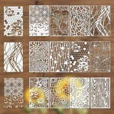 12Pcs Reusable Stencils for Painting, Texture Art Stencils for Crafts Net Wood 