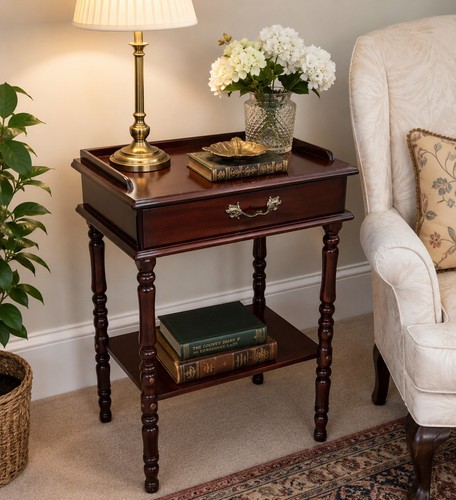 Vintage mahogany lamp table - mahogany,
