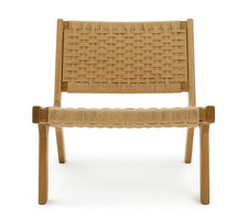 Habitat Faro Woven Paper Rope and Oak Accent Chair - Natural