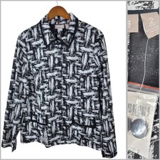 NEW Chicos Jacket Blazer Size 2 Large Organic Jaquard Kerris Black White Womens 
